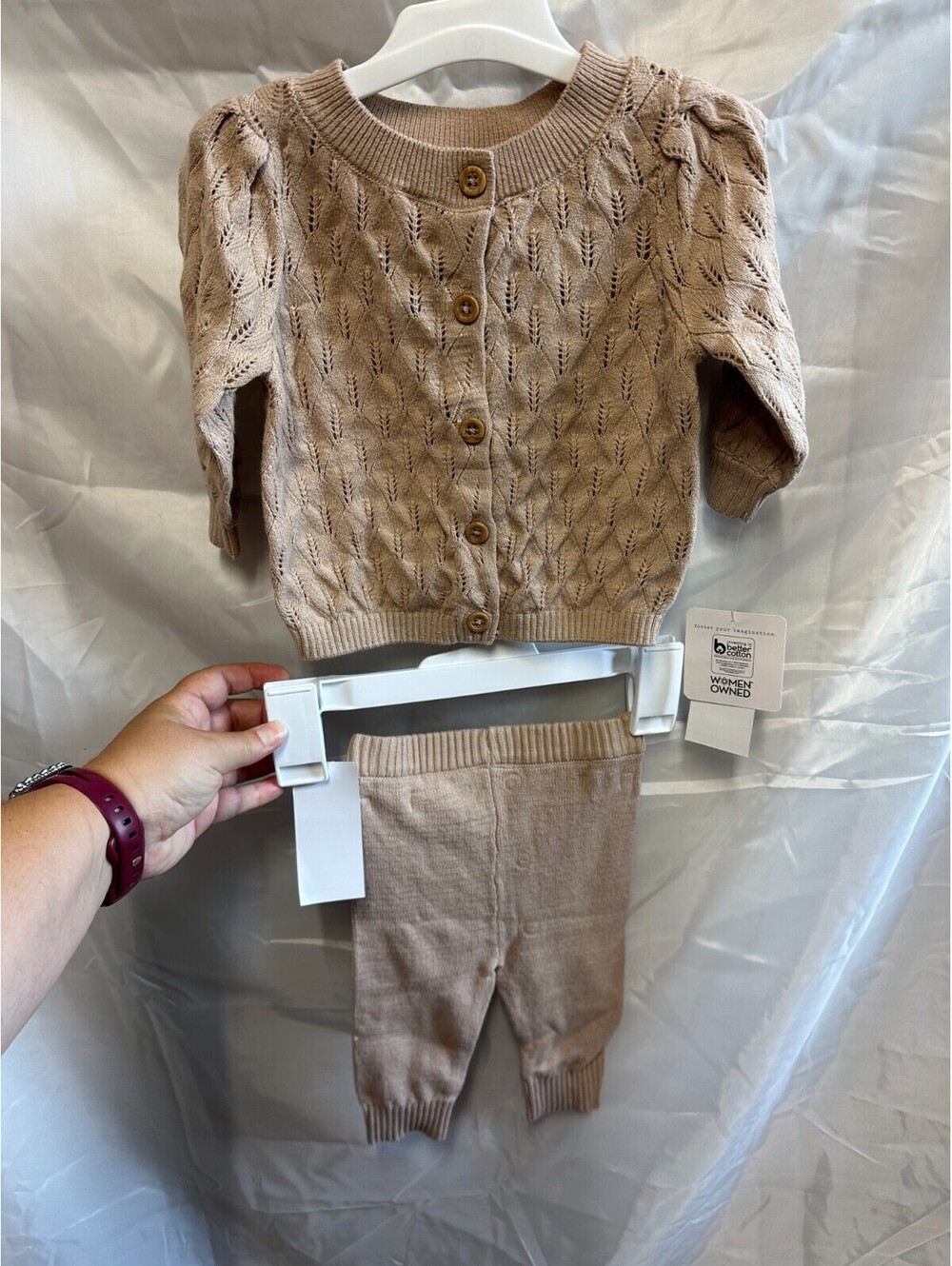 Grayson Mini Beige Cardigan Sweater and Pants Set 0-3M New with Tags